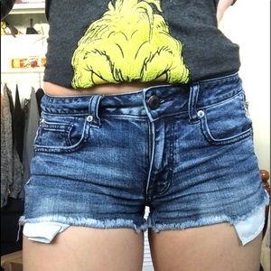 jean shorts with lace detailing